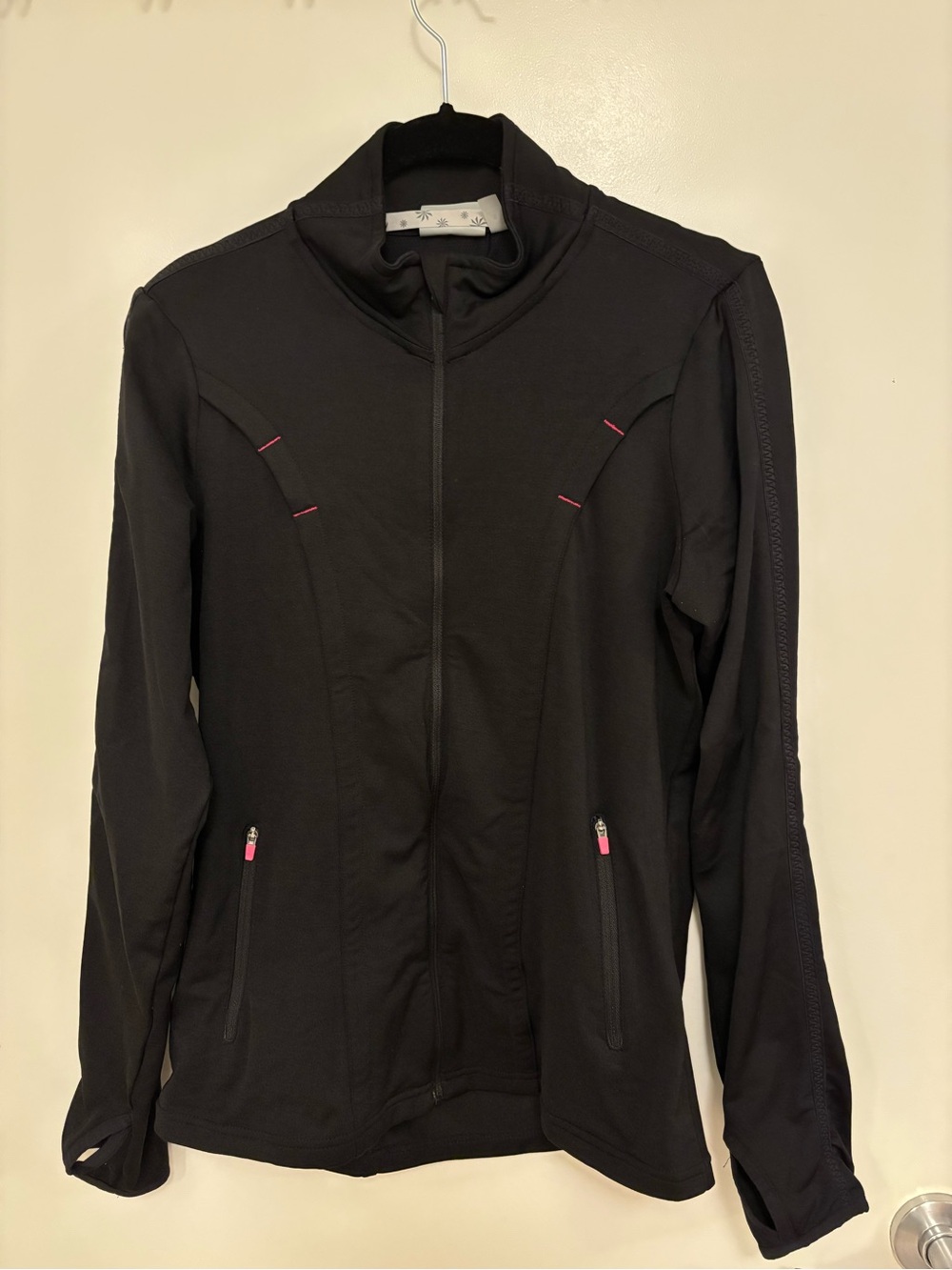 Women’s Black Full-Zip Active Jacket with Pink Accents